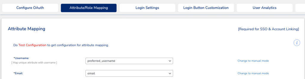 Attribute mapping page between Keycloak and wordpress in miniOrange